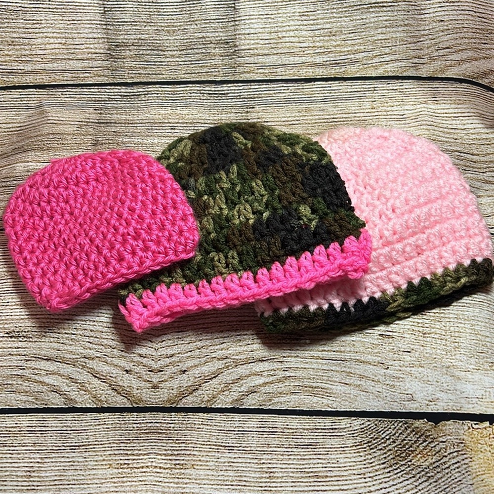 HAND CROCHETED BABY BEANIES 3pcs